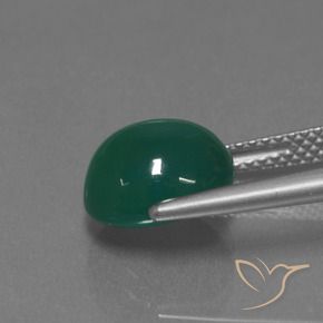 Ágata Verde medio natural de 3.60 ct, Ovalada, Translúcido
