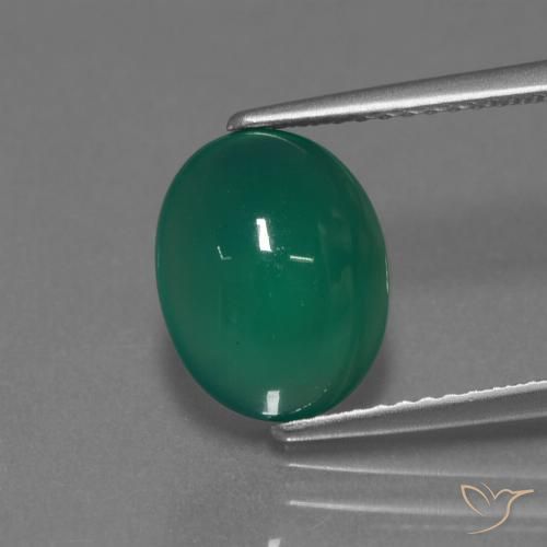 3.23ct Natural Verde medio Ágata, Ovalada, Translúcido
