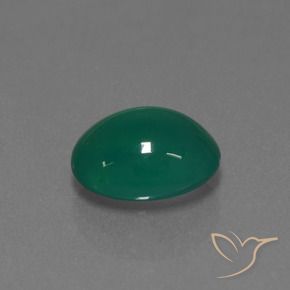 Ágata Verde medio natural de 3.23 ct, Ovalada, Translúcido