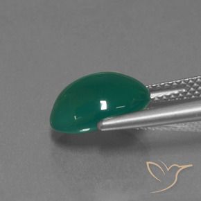 Ágata Verde medio natural de 3.23 ct, Ovalada, Translúcido