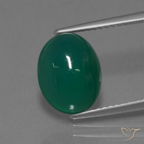 3.76ct Natural Verde oscuro medio Ágata, Ovalada, Translúcido