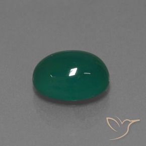 Ágata Verde oscuro medio natural de 3.76 ct, Ovalada, Translúcido