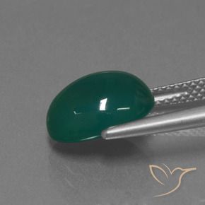 Ágata Verde oscuro medio natural de 3.76 ct, Ovalada, Translúcido
