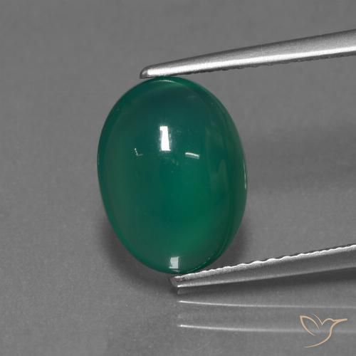 3.15ct Natural Verde medio Ágata, Ovalada, Translúcido