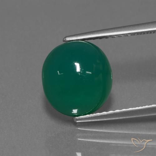3.53ct Natural Verde oscuro medio Ágata, Ovalada, Translúcido