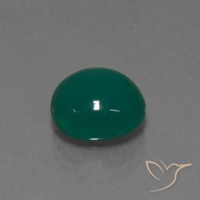 Ágata Verde oscuro medio natural de 3.53 ct, Ovalada, Translúcido