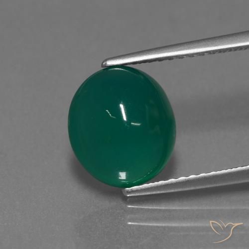 3.49ct Natural Verde oscuro medio Ágata, Ovalada, Translúcido