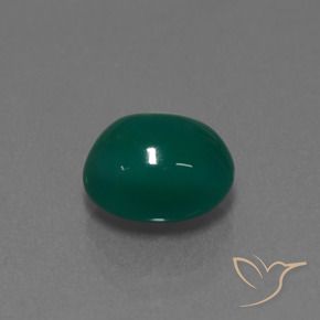 Ágata Verde oscuro medio natural de 3.49 ct, Ovalada, Translúcido