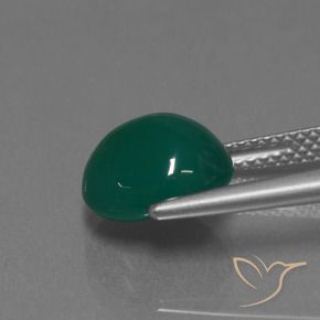 Ágata Verde oscuro medio natural de 3.49 ct, Ovalada, Translúcido
