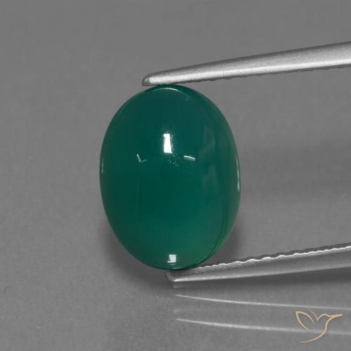 3.18ct Natural Verde oscuro medio Ágata, Ovalada, Translúcido