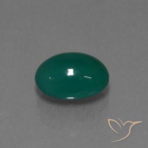 Ágata Verde oscuro medio natural de 3.18 ct, Ovalada, Translúcido