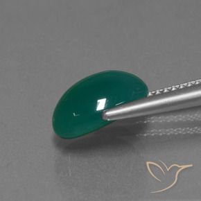 Ágata Verde oscuro medio natural de 3.18 ct, Ovalada, Translúcido