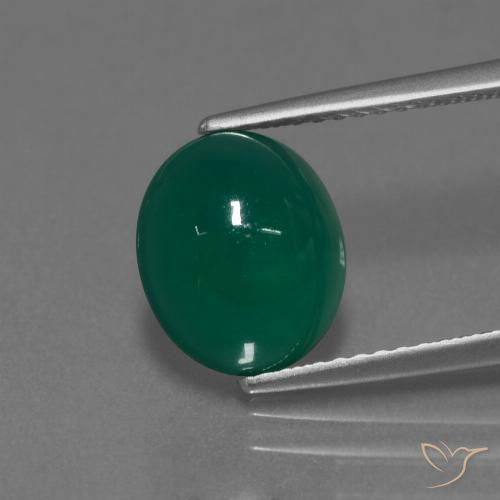 3.04ct Natural Verde medio Ágata, Ovalada, Translúcido