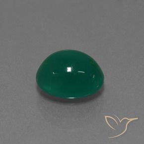Ágata Verde medio natural de 3.04 ct, Ovalada, Translúcido
