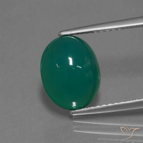 3.50ct Natural Verde medio Ágata, Ovalada, Translúcido