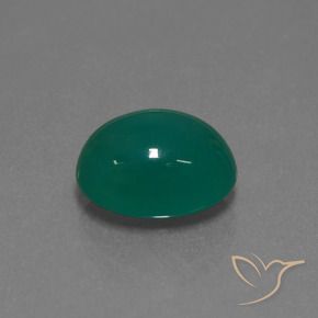 Ágata Verde medio natural de 3.50 ct, Ovalada, Translúcido