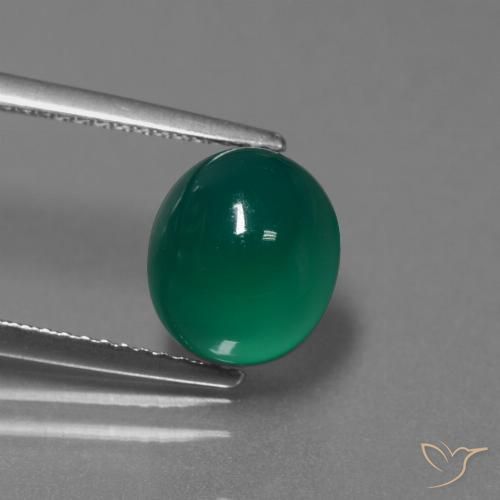 Ágata Verde bosque natural de 3.44 ct, Corte Óvalo, Translúcido