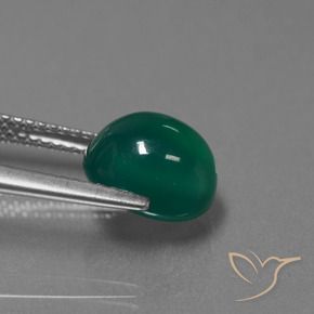 Ágata Verde bosque natural de 3.44 ct, Corte Óvalo, Translúcido