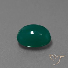 Ágata Verde oscuro medio natural de 3.69 ct, Ovalada, Translúcido