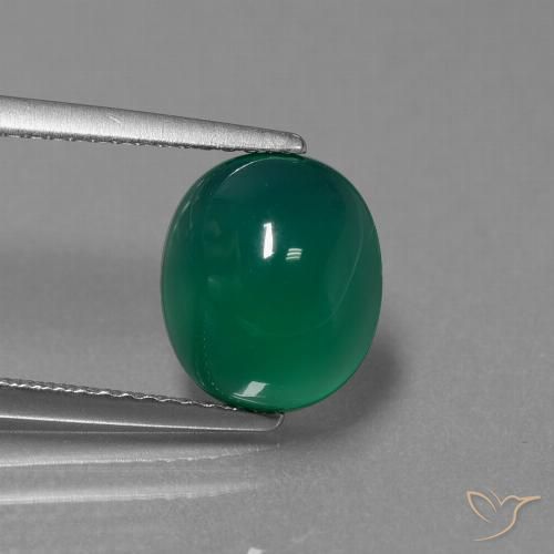3.03ct Natural Verde medio Ágata, Ovalada, Translúcido