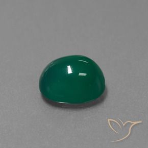 Ágata Verde medio natural de 3.03 ct, Ovalada, Translúcido