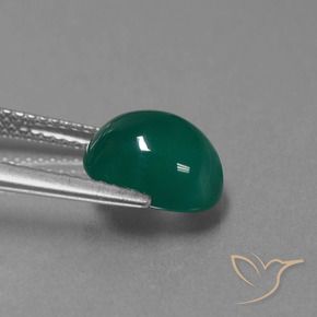 Ágata Verde medio natural de 3.03 ct, Ovalada, Translúcido