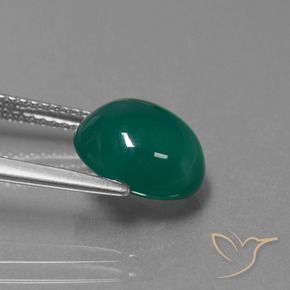 Ágata Verde natural de 3.54 ct, Ovalada, Translúcido