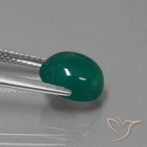 Ágata Verde natural de 3.46 ct, Ovalada, Translúcido