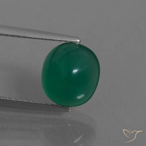2.99ct Natural Verde intenso medio Ágata, Ovalada, Translúcido