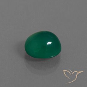 Ágata Verde intenso medio natural de 2.99 ct, Ovalada, Translúcido