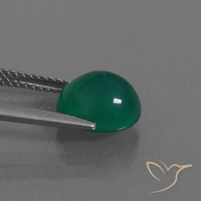 Ágata Verde intenso medio natural de 2.99 ct, Ovalada, Translúcido