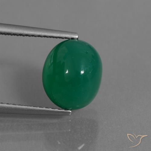 3.95ct Natural Verde medio Ágata, Ovalada, Translúcido, Photo A