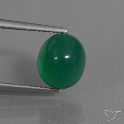 3.44ct Natural Verde bosque Ágata, Ovalada, Translúcido