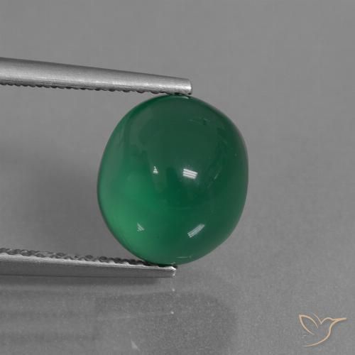 3.66ct Natural Verde esmeralda medio Ágata, Ovalada, Translúcido
