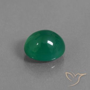 Ágata Verde esmeralda medio natural de 3.66 ct, Ovalada, Translúcido