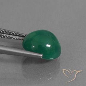 Ágata Verde esmeralda medio natural de 3.66 ct, Ovalada, Translúcido