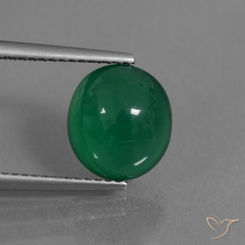 3.34ct Natural Verde intenso medio Ágata, Ovalada, Translúcido