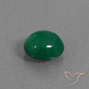Ágata Verde intenso medio natural de 3.34 ct, Ovalada, Translúcido