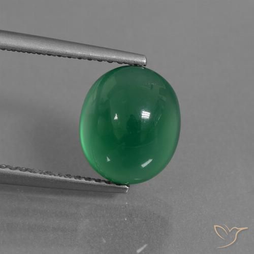 3.46ct Natural Verde cálido Ágata, Ovalada, Translúcido