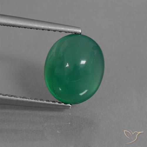 3.19ct Natural Verde cálido Ágata, Ovalada, Translúcido