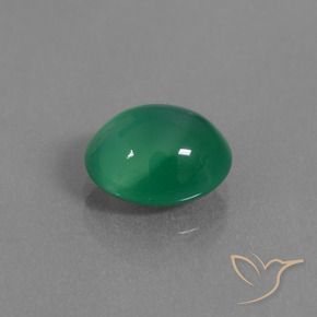 Ágata Verde cálido natural de 3.19 ct, Ovalada, Translúcido