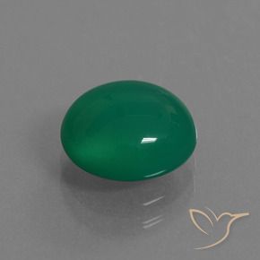 Ágata Verde medio natural de 3.31 ct, Ovalada, Translúcido