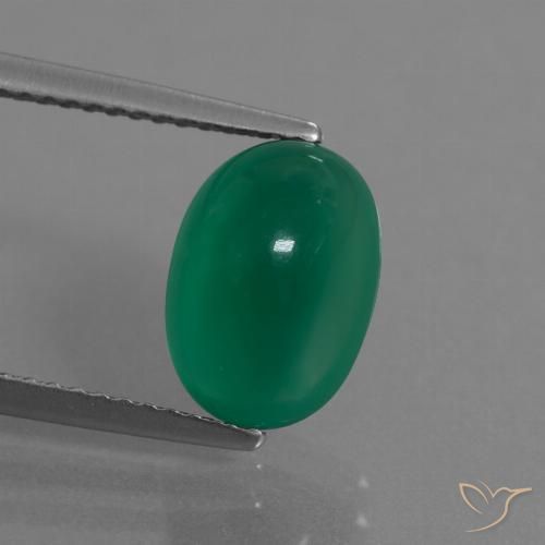 3.62ct Natural Verde medio Ágata, Ovalada, Translúcido
