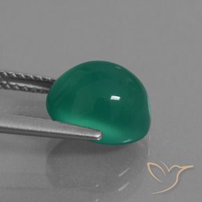 Ágata Verde pino natural de 3.76 ct, Ovalada, Translúcido