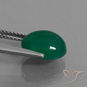 Ágata Verde amarillento natural de 3.10 ct, Ovalada, Translúcido