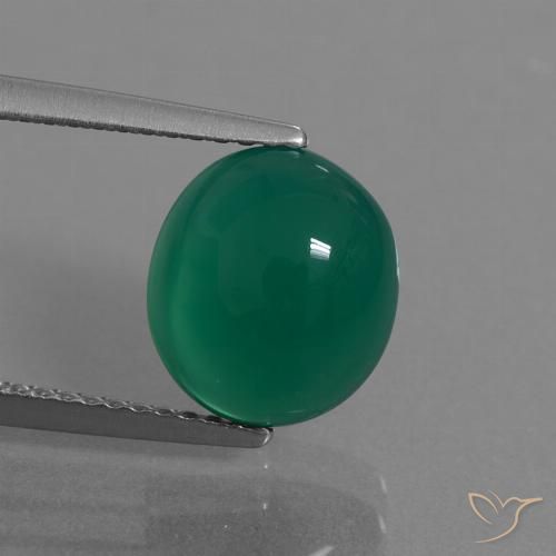 3.36ct Natural Verde bosque Ágata, Ovalada, Translúcido