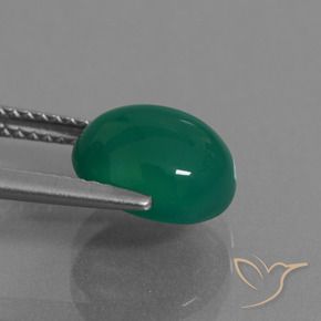 Ágata Verde bosque natural de 3.36 ct, Ovalada, Translúcido