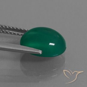 Ágata Verde pino natural de 3.19 ct, Ovalada, Translúcido
