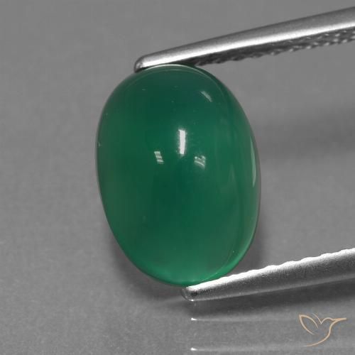 2.97ct Natural Verde bosque Ágata, Ovalada, Translúcido