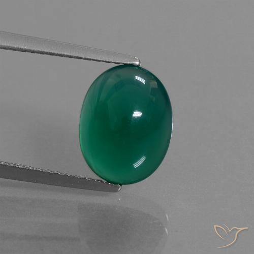 3.64ct Natural Verde bosque Ágata, Ovalada, Translúcido